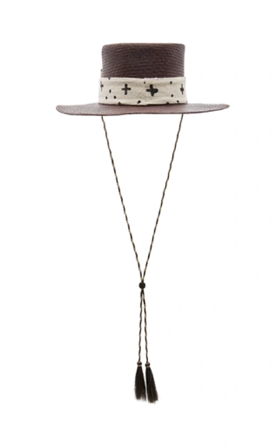 Shop Nick Fouquet Holy Water Straw Top Hat In Navy