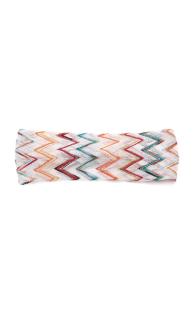 Shop Missoni Chevron Crochet-knit Headband In Multi