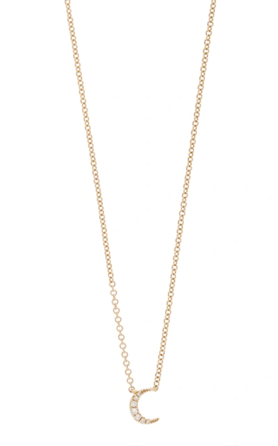 Shop Ef Collection 14k Diamond Moon Choker Necklace In Gold