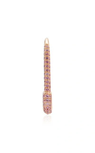 Shop Anita Ko Safety Pin 18k Rose Gold Sapphire Single Earring In Pink