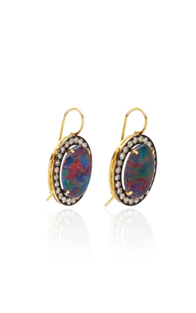Shop Andrea Fohrman 18k Yellow-gold And Opal Drop Earrings In Multi