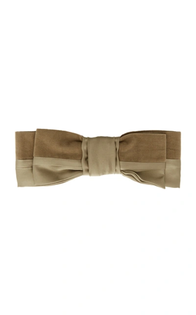 Shop Donni Lulu Velvet Bow Barrette In Green