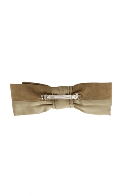 Shop Donni Lulu Velvet Bow Barrette In Green