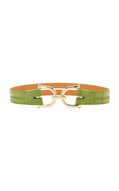 Shop Maison Vaincourt Women's Crocodile Waist Belt In Green