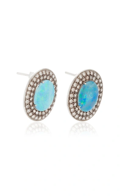 Shop Amrapali 18k White Gold, Opal And Diamond Earrings In Blue