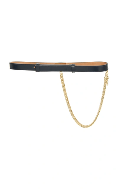 Shop Givenchy Chain-embellished Leather Belt In Burgundy