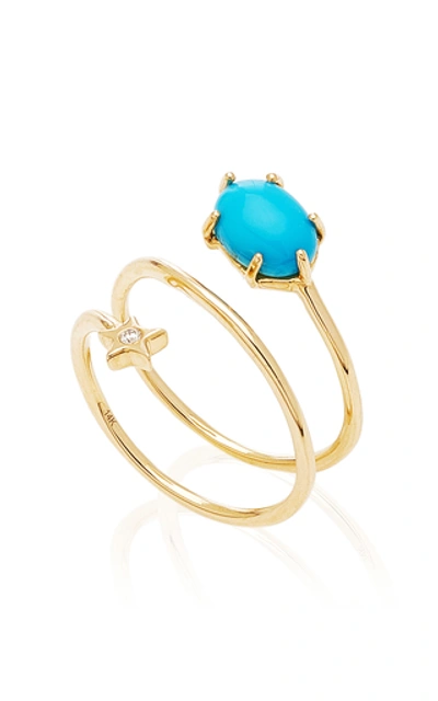 Shop Andrea Fohrman Cosmo 14k Gold, Diamond And Turquoise Ring