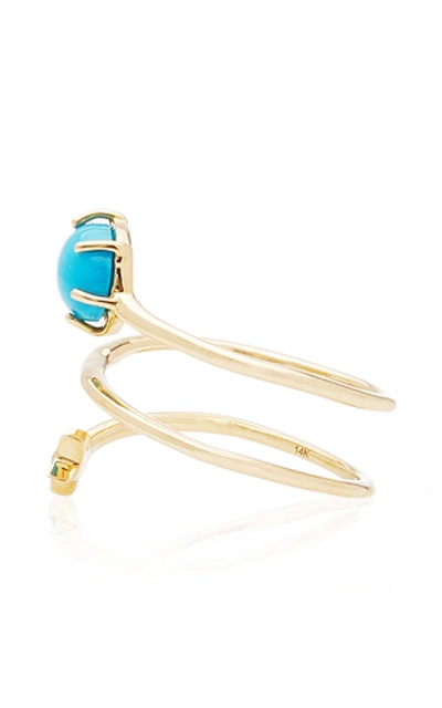 Shop Andrea Fohrman Cosmo 14k Gold, Diamond And Turquoise Ring