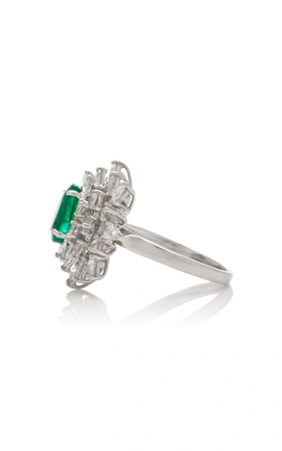 Shop Amrapali 18k White Gold, Emerald And Diamond Ring In Green