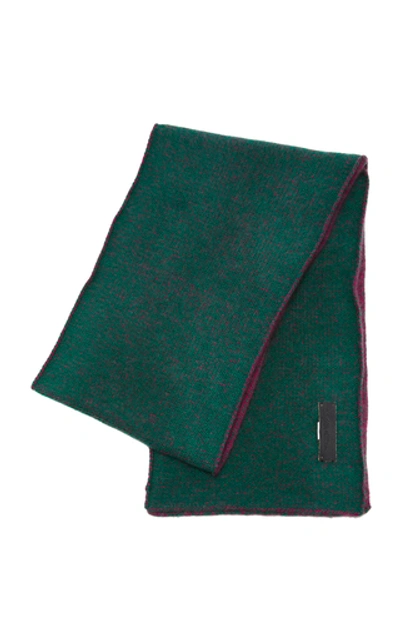 Shop The Elder Statesman Two-tone Marled Cashmere Scarf In Green