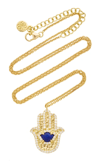 Shop Amrapali Hamsa L4 Lotus Pendant Necklace In Gold