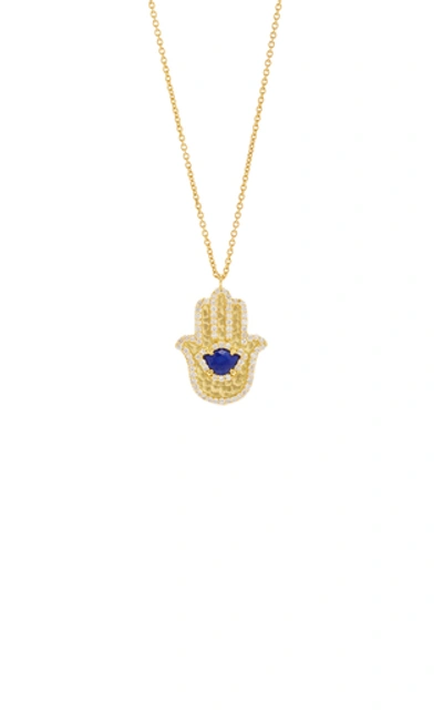 Shop Amrapali Hamsa L4 Lotus Pendant Necklace In Gold