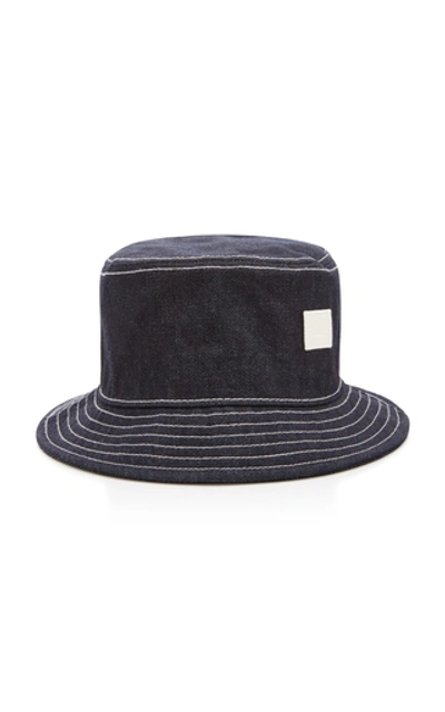 Shop Acne Studios Buk Face Appliquéd Denim Bucket Hat In Blue