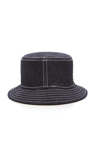 Shop Acne Studios Buk Face Appliquéd Denim Bucket Hat In Blue