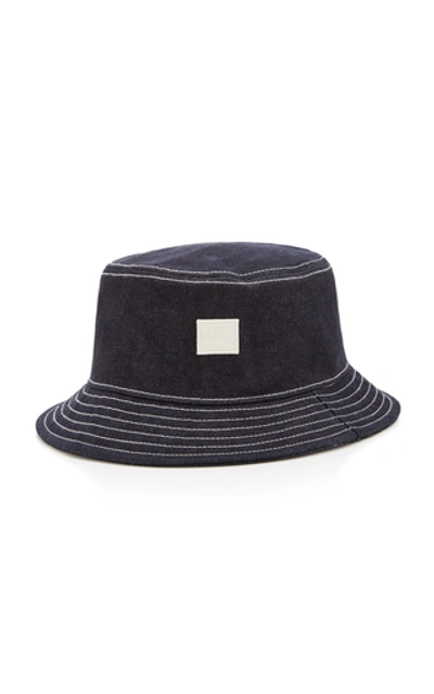 Shop Acne Studios Buk Face Appliquéd Denim Bucket Hat In Blue