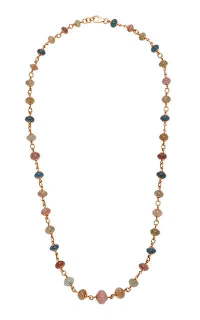 Shop Amrapali 14k Rose Gold And Multicolored Sapphire Rondelle Necklace In Red