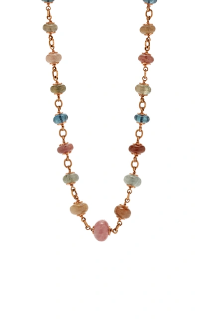 Shop Amrapali 14k Rose Gold And Multicolored Sapphire Rondelle Necklace In Red