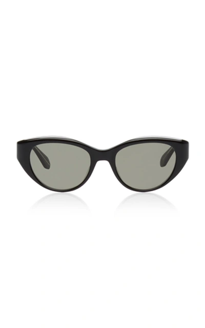 Shop Garrett Leight Del Rey 50 Black Acetate Round-frame Sunglasses