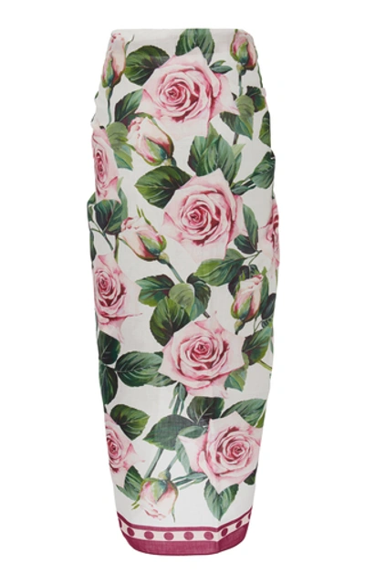 Shop Dolce & Gabbana Floral-print Silk-voile Pareo