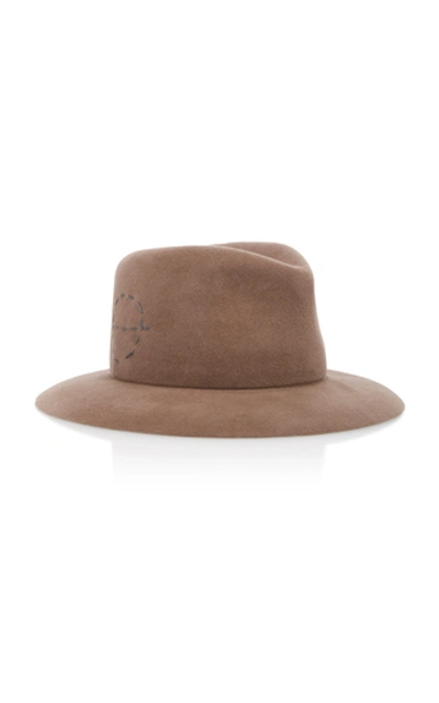 Shop Albertus Swanepoel Embroidered Felt Fedora In Grey