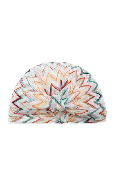 Shop Missoni Chevron Crochet-knit Turban In Multi