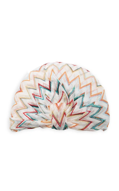 Shop Missoni Chevron Crochet-knit Turban In Multi