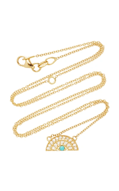 Shop Andrea Fohrman 18k Gold, Diamond And Turquoise Necklace
