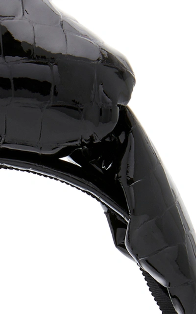 Shop Benoit Missolin Charlotte Croc-effect Leather Headband In Black