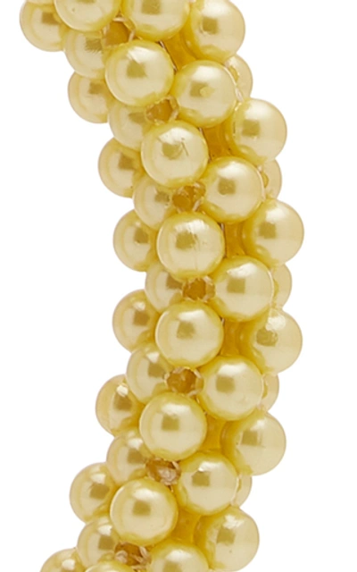 Shop Shrimps Antonia Faux Pearl Headband In Yellow