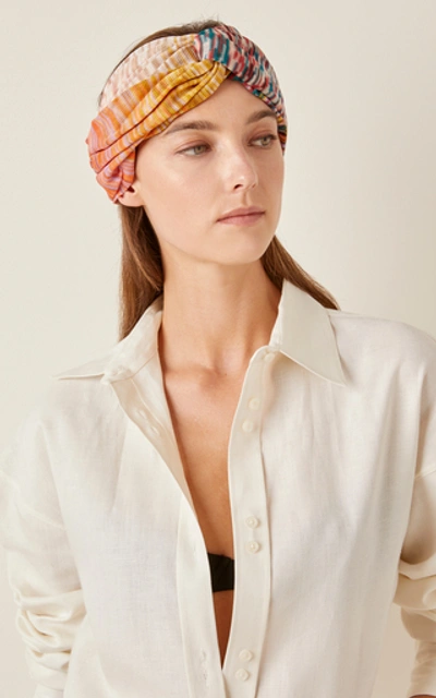 Shop Missoni Knitted Cotton Headband In Multi