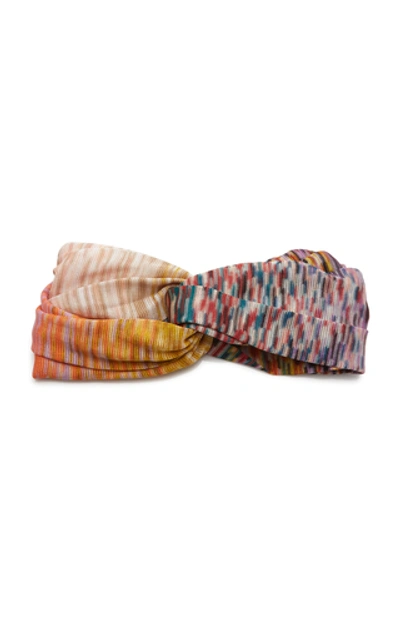 Shop Missoni Knitted Cotton Headband In Multi