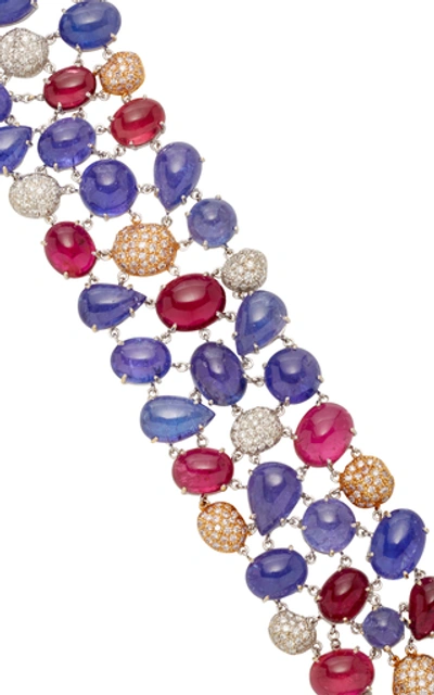 Shop Amrapali 18k Gold, Multicolored Sapphire, Tanzanite And Diamond Bracelet