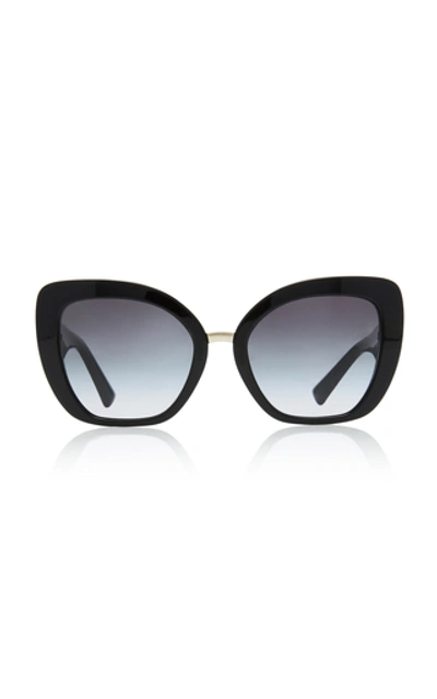 Shop Valentino Square-frame Tortoiseshell Acetate Sunglasses In Black
