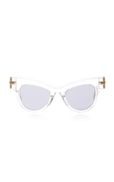 Shop Bottega Veneta Originals Cat-eye Acetate Sunglasses In Silver