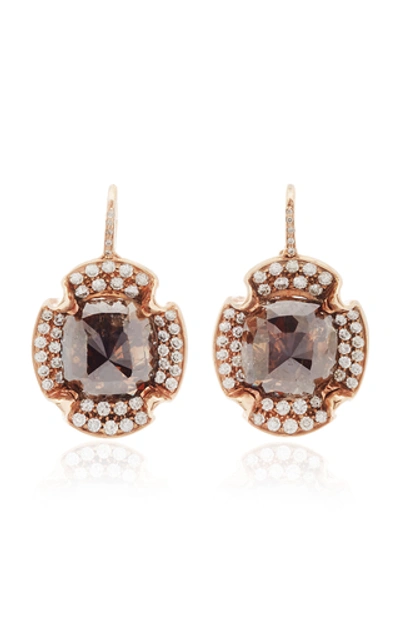 Shop Amrapali 18k Rose Gold And Reddish Icy Diamond Earrings In Brown