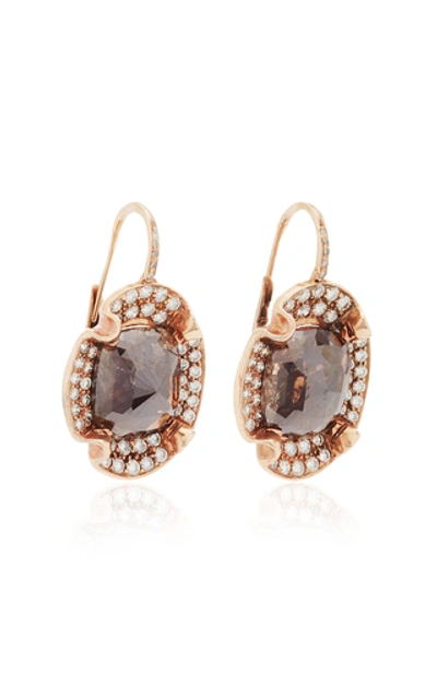 Shop Amrapali 18k Rose Gold And Reddish Icy Diamond Earrings In Brown