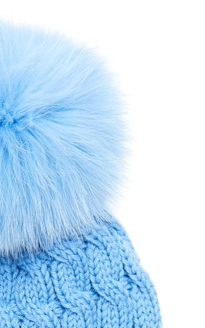 Shop Moncler Genius Knitted Cashmere And Wool Pom Hat  In Blue