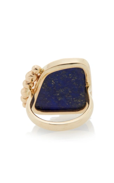 Shop Jill Hoffmeister One-of-a-kind 14k Gold, Diamond And Lapis Ring In Blue