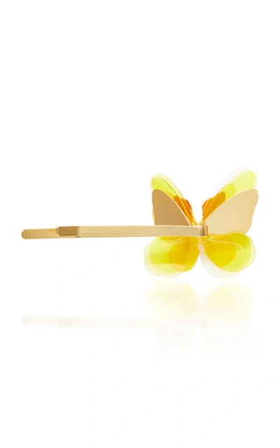 Shop Zimmermann Butterfly Gold-plated Resin Hair Clips In Yellow