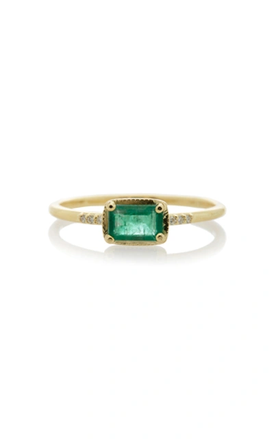 Shop Ila Karina 14k Gold; Emerald And Diamond Ring In Green