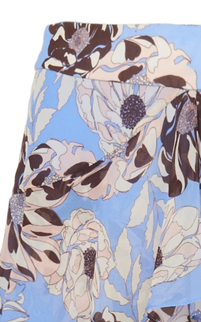Shop Alexis Elria Floral-print Tiered-flounce Pants