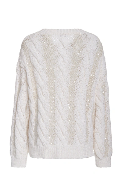 Shop Brunello Cucinelli Oversized Cable-knit Sweater In White