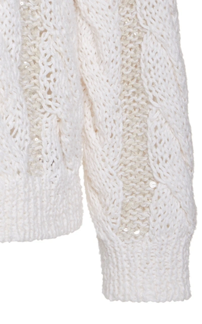 Shop Brunello Cucinelli Oversized Cable-knit Sweater In White