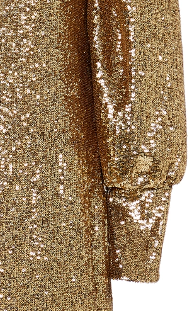 Shop A.l.c Christy Mock Neck Sequin Mini Dress In Gold