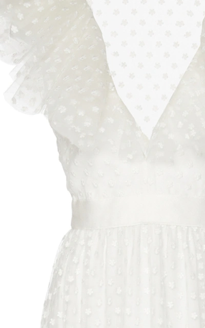 Shop Philosophy Di Lorenzo Serafini Women's Ruffled Polka-dot Flocked Tulle Maxi Dress In White