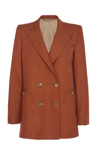 Shop Blazé Milano Sommers Wool-blend Double-breasted Blazer In Brown