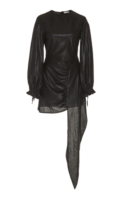 Shop Atoir Paco Draped Metallic Georgette Mini Dress In Black