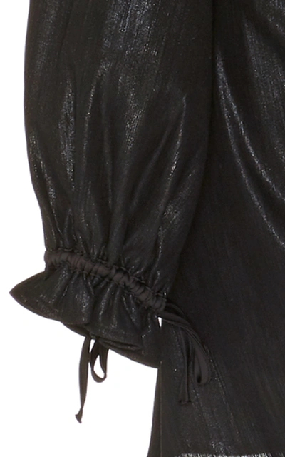 Shop Atoir Paco Draped Metallic Georgette Mini Dress In Black