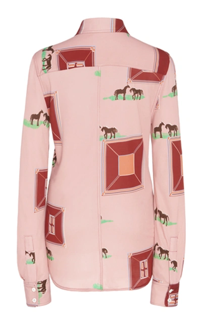 Shop Victoria Beckham Printed Crepe Button-down Shirt In Pink