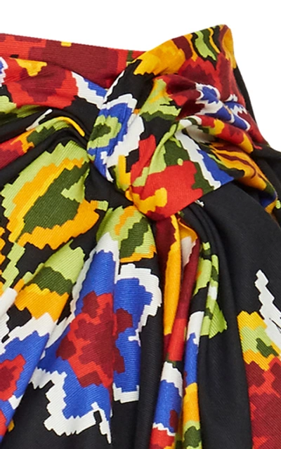 Shop Carolina Herrera Floral-print Cotton And Silk-blend Mini Skirt In Multi